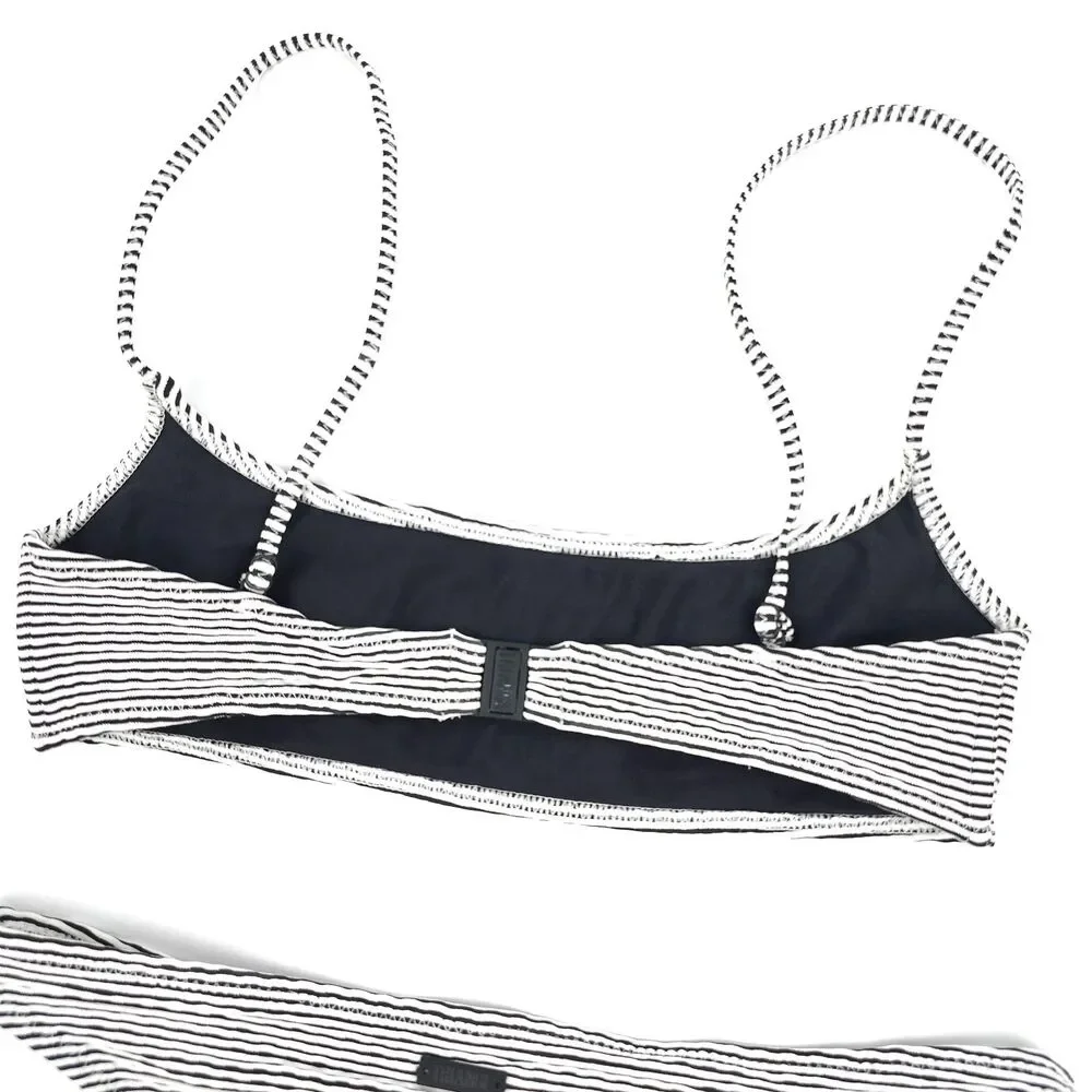 TRIANGL Textured Stripe Micro Bikini Two Piece Set Black and White Coconut Girl
